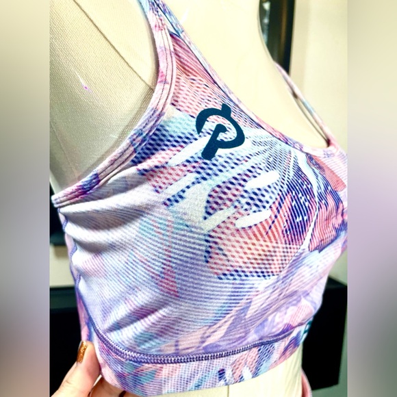 Peloton x WITH floral 2k blue pink bra & matching crop leggings set, size medium - Picture 12 of 16